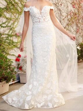 NWT Nox Anabel Bridal Off Shoulder Mermaid Corset Bridal Rose Dress (size 8)